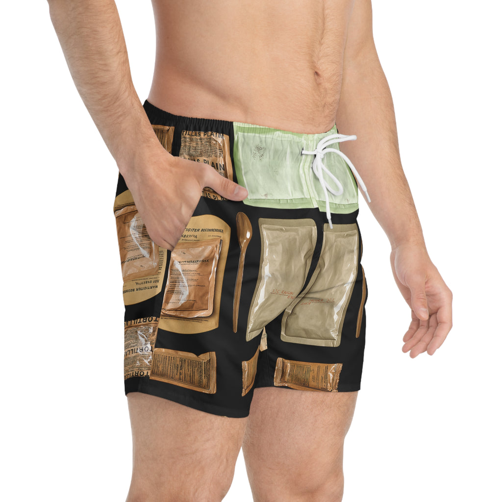 MRE-Themed Swim Shorts – Military Meal Ready To Eat Edition