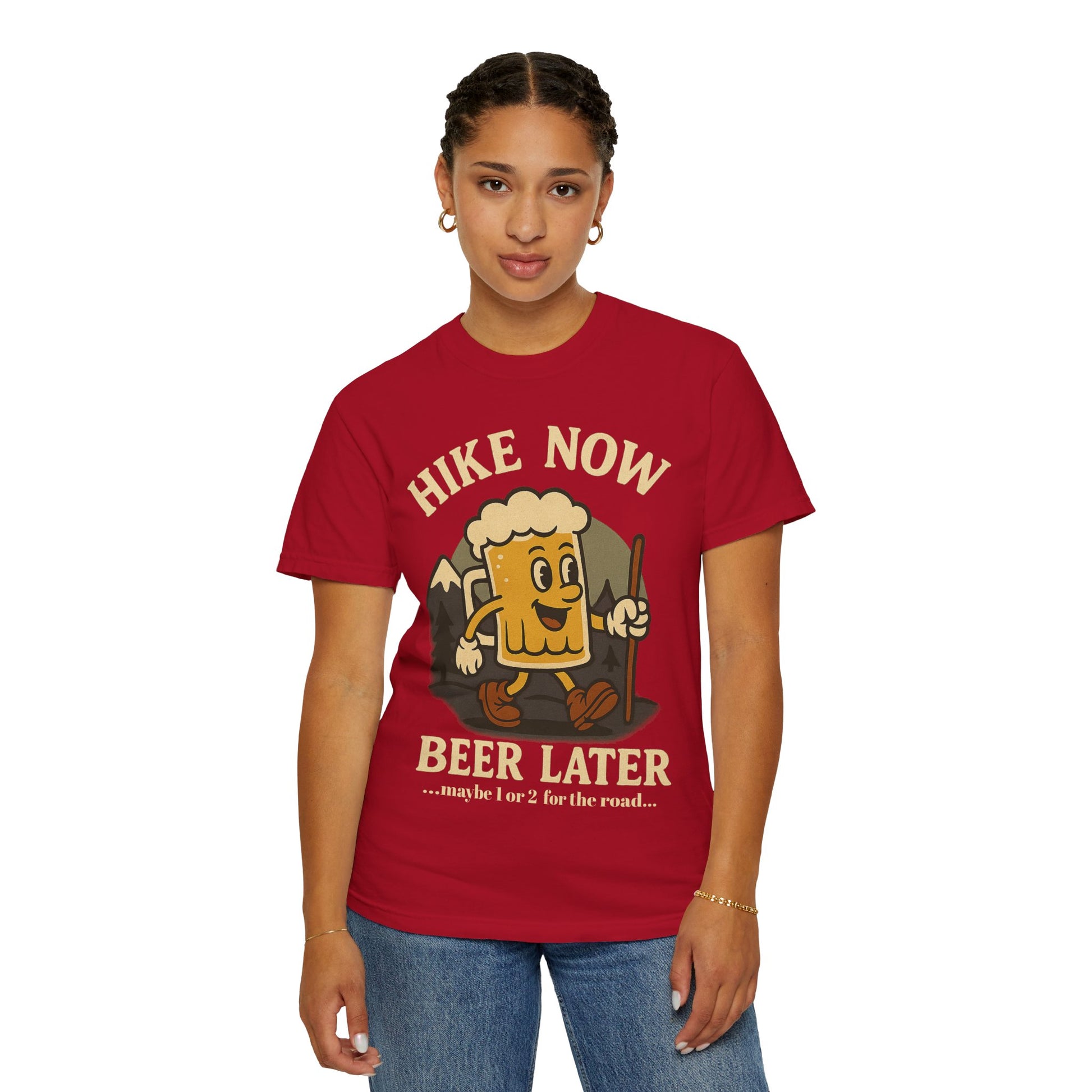 Hike Now, Beer Later…Maybe 1 or 2 for the Road – Funny Hiking Beer T-Shirt