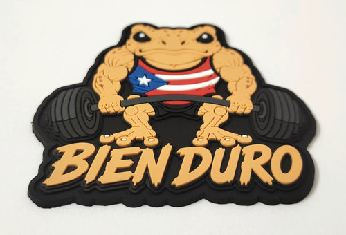 "Bien Duro" Coquí Weightlifter Puerto Rico flag- PVC Patch