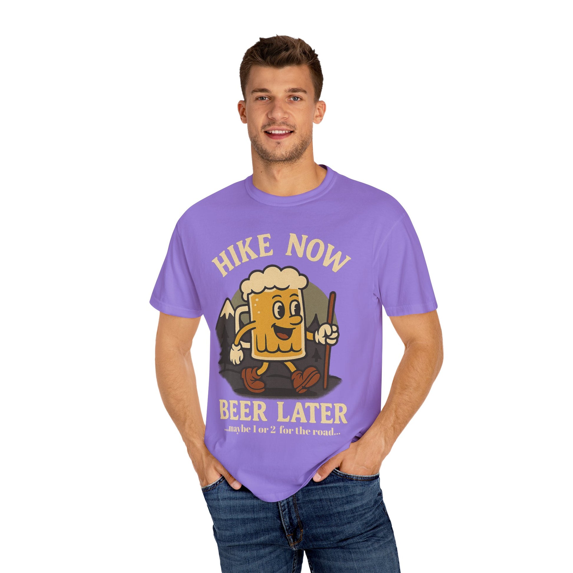 Hike Now, Beer Later…Maybe 1 or 2 for the Road – Funny Hiking Beer T-Shirt
