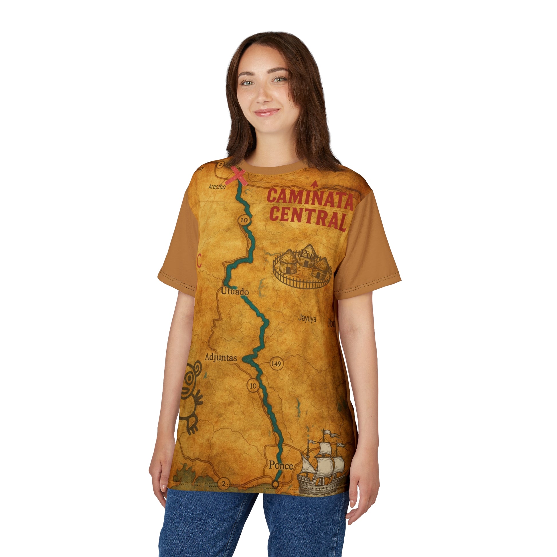 Caminata Central Adventure Map T-Shirt, Vintage Style