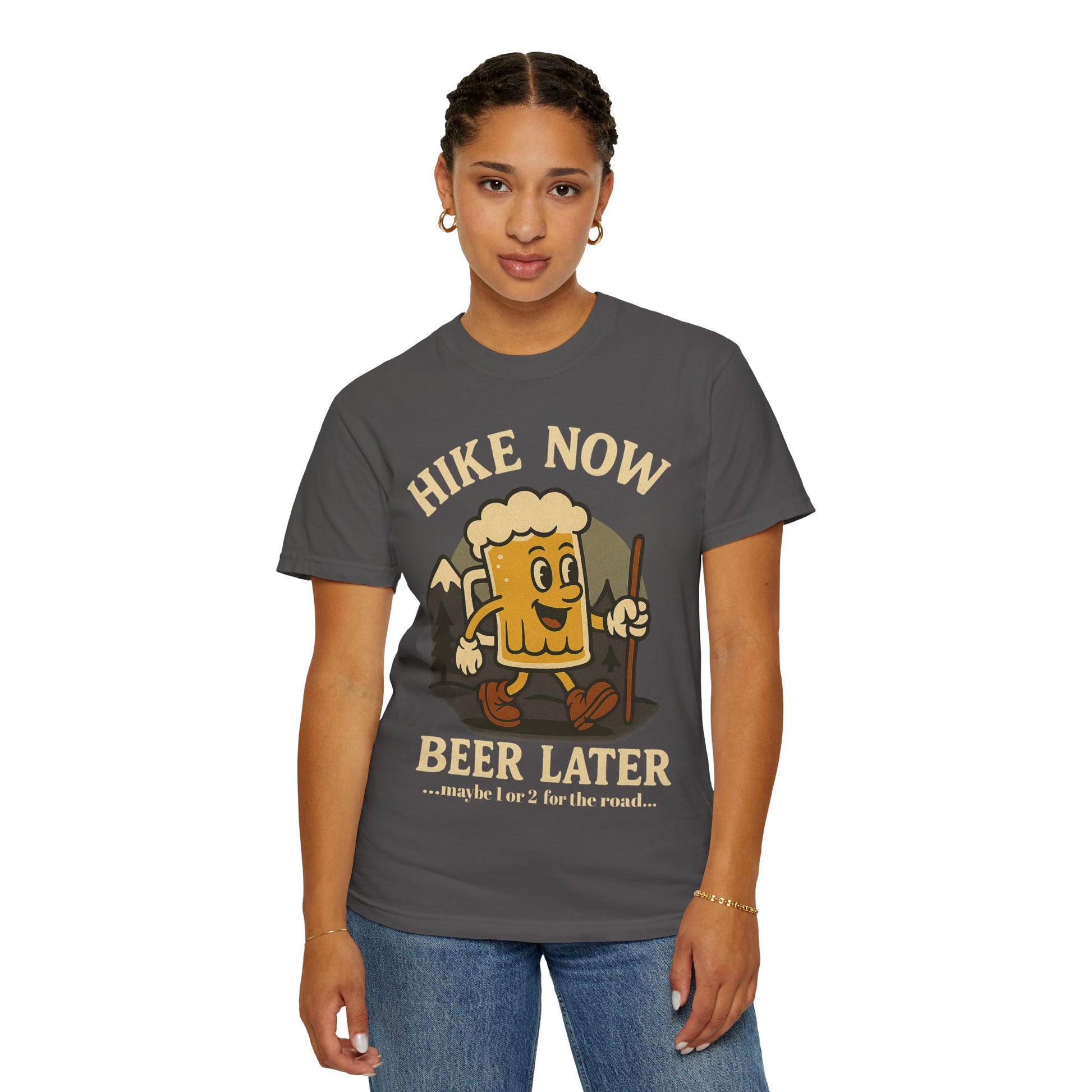 Hike Now, Beer Later…Maybe 1 or 2 for the Road – Funny Hiking Beer T-Shirt