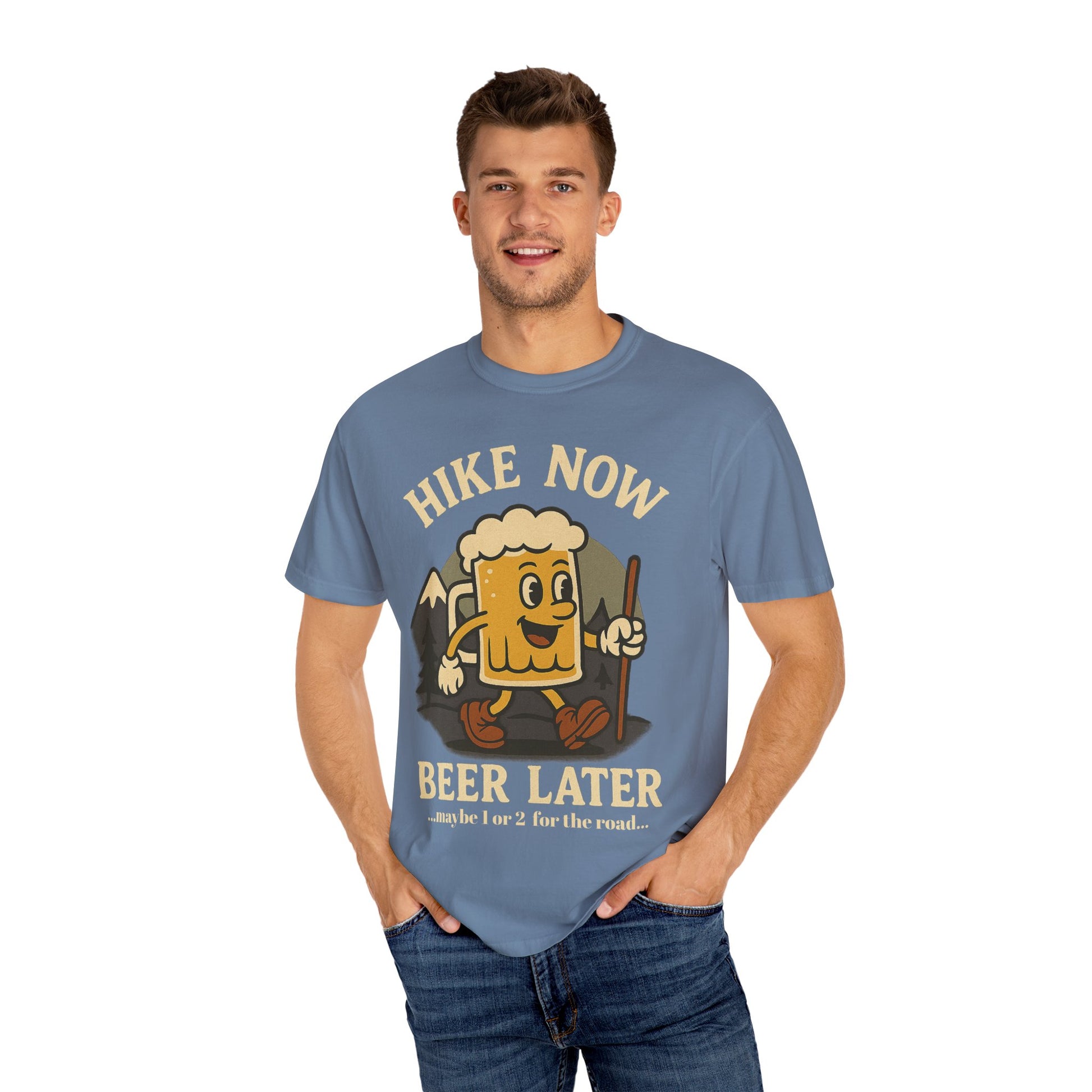 Hike Now, Beer Later…Maybe 1 or 2 for the Road – Funny Hiking Beer T-Shirt