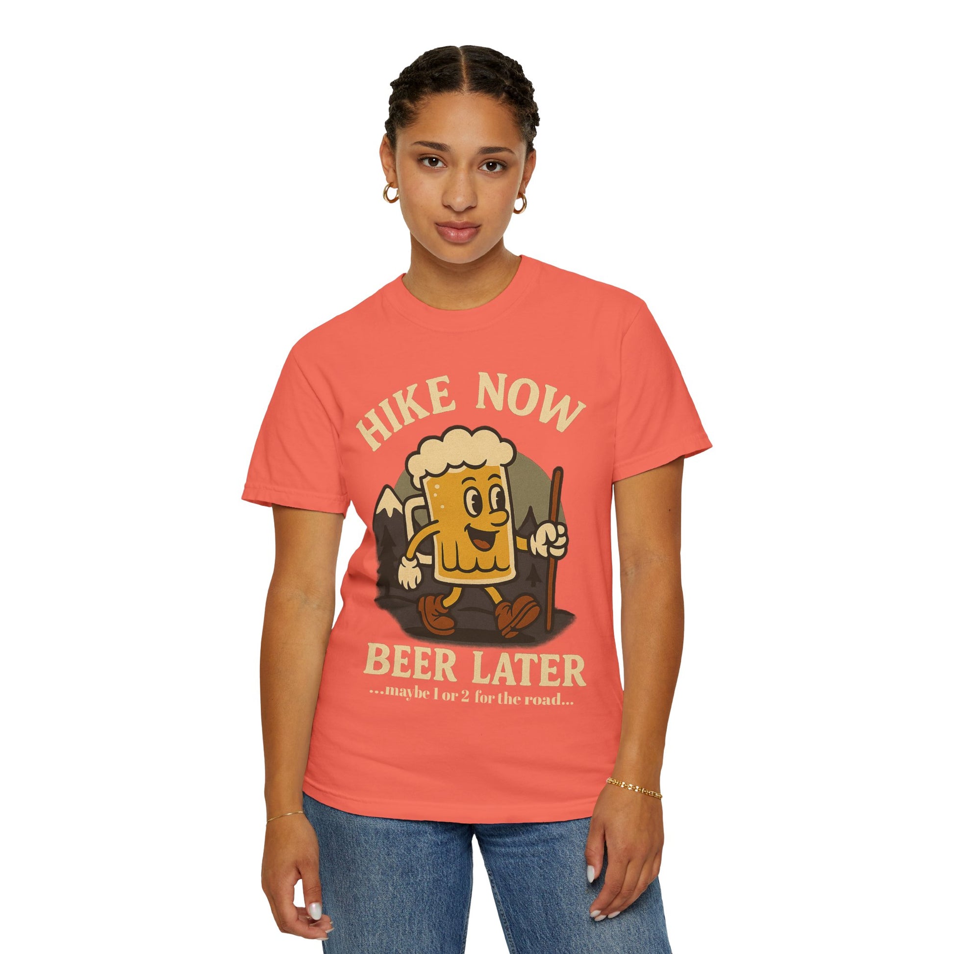 Hike Now, Beer Later…Maybe 1 or 2 for the Road – Funny Hiking Beer T-Shirt