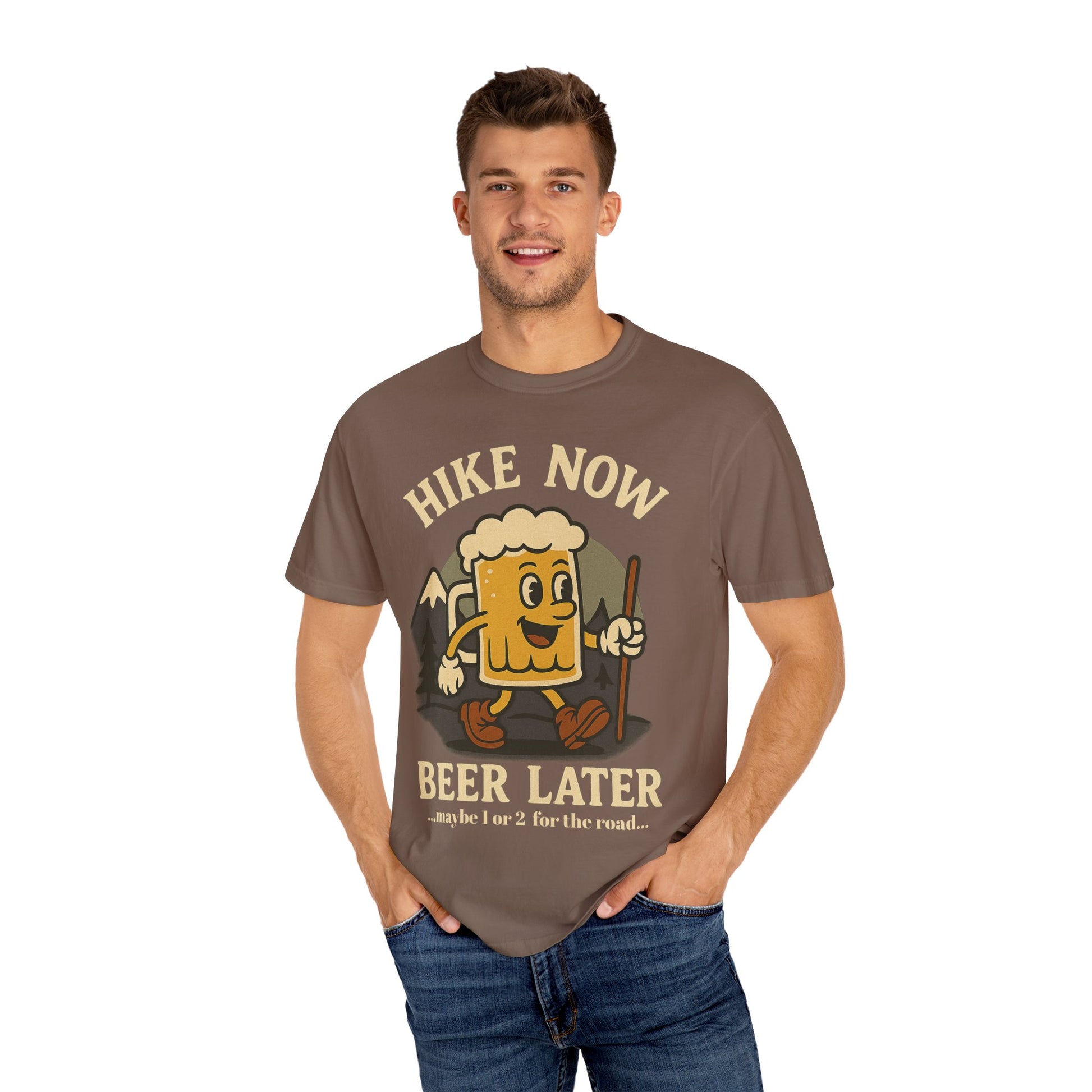 Hike Now, Beer Later…Maybe 1 or 2 for the Road – Funny Hiking Beer T-Shirt