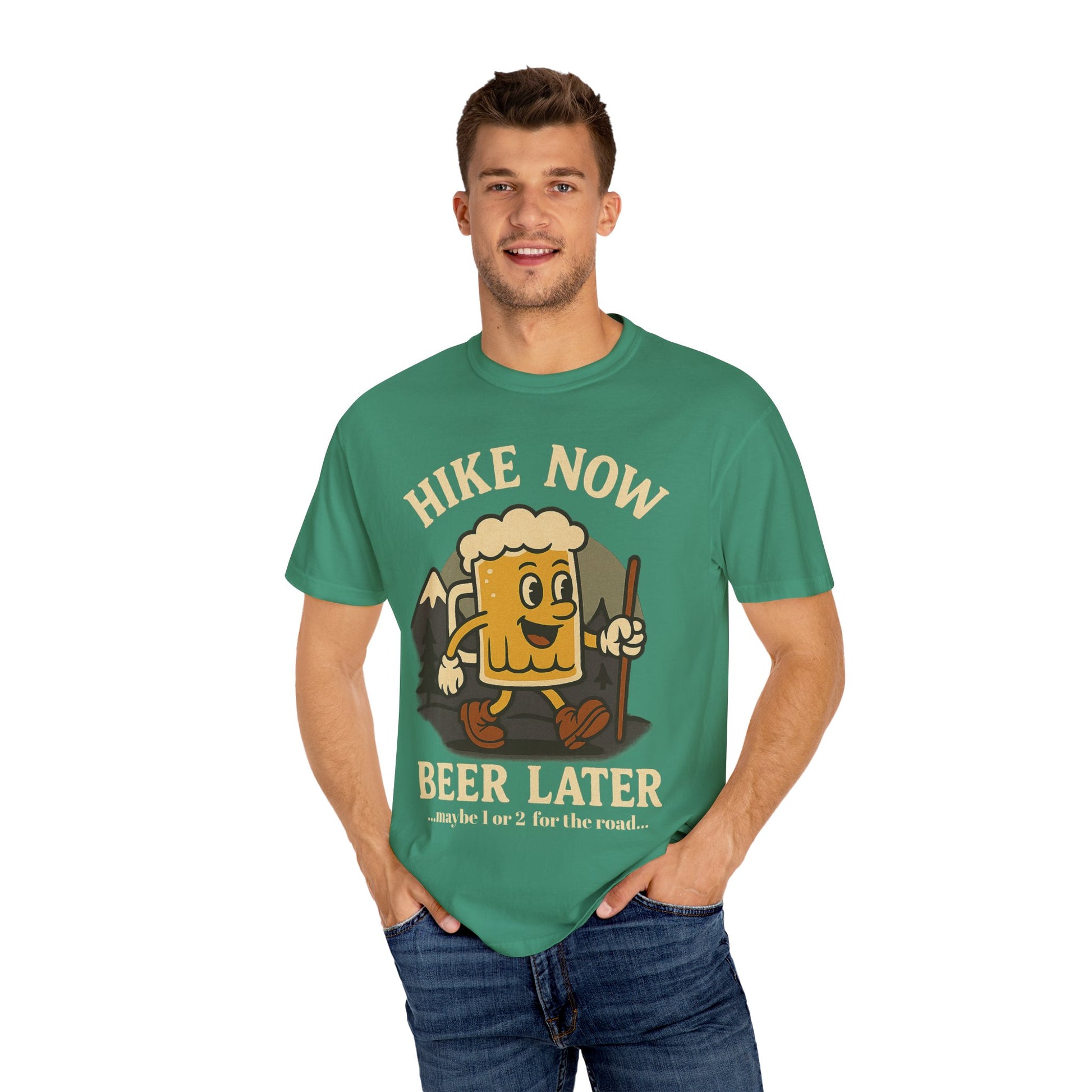 Hike Now, Beer Later…Maybe 1 or 2 for the Road – Funny Hiking Beer T-Shirt
