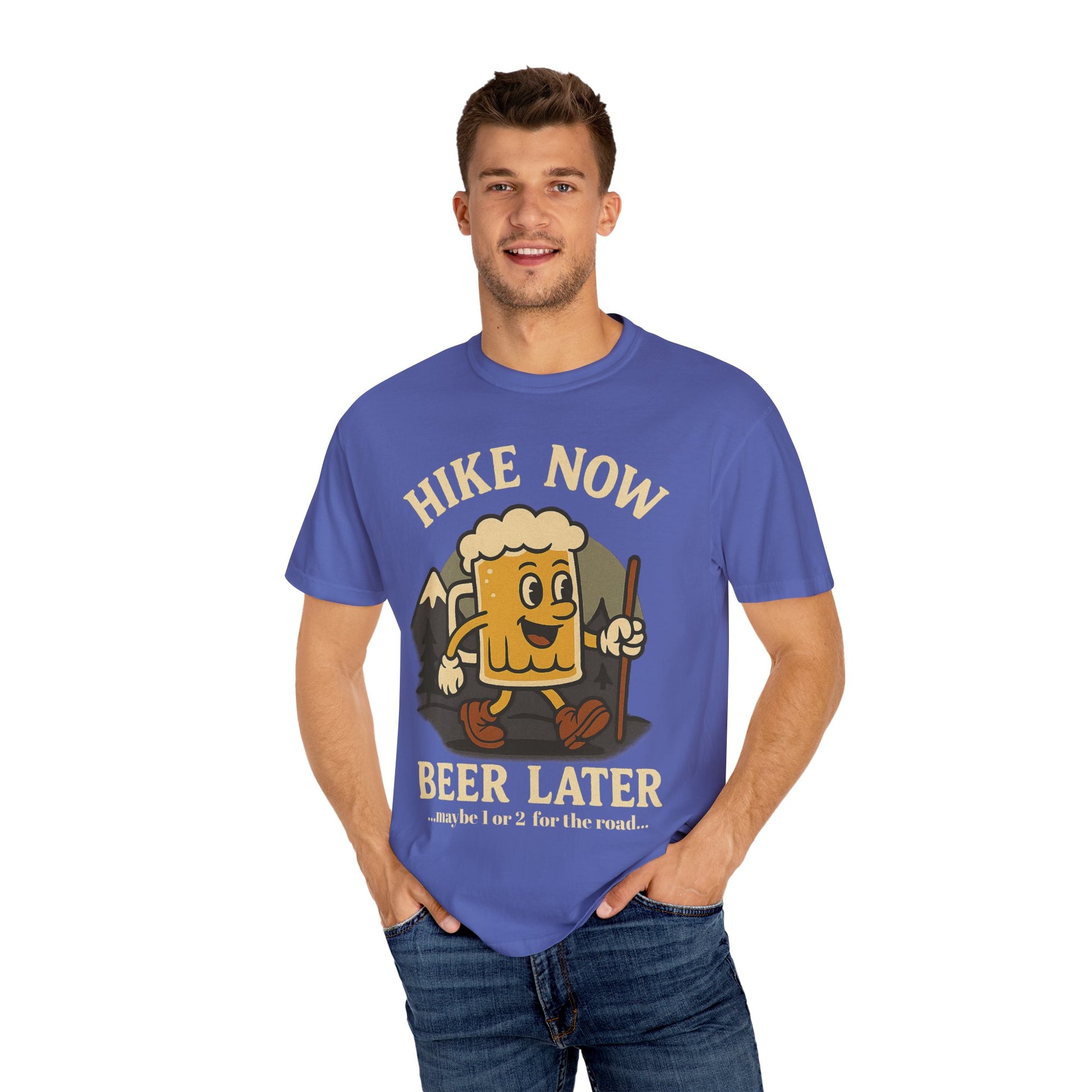 Hike Now, Beer Later…Maybe 1 or 2 for the Road – Funny Hiking Beer T-Shirt