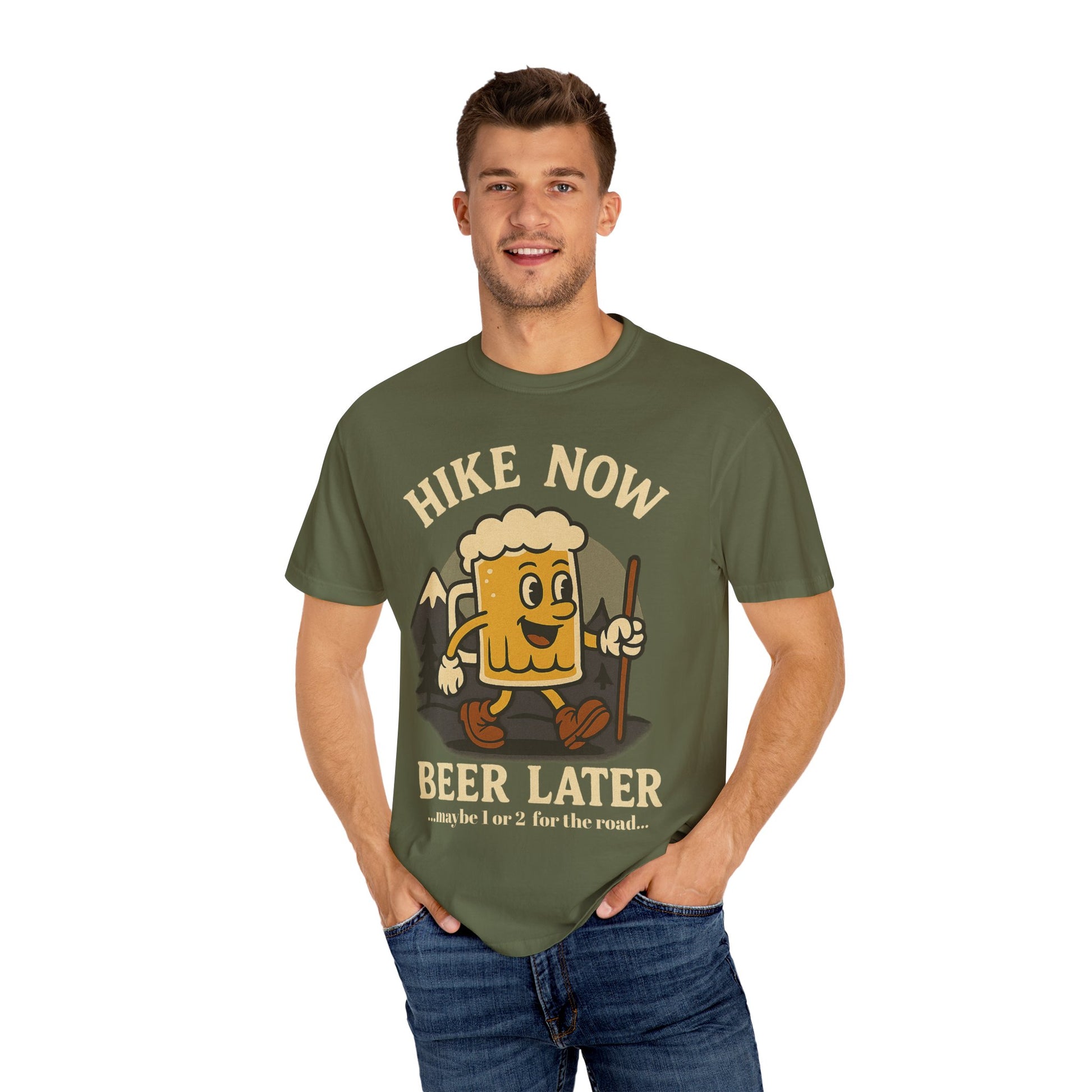 Hike Now, Beer Later…Maybe 1 or 2 for the Road – Funny Hiking Beer T-Shirt