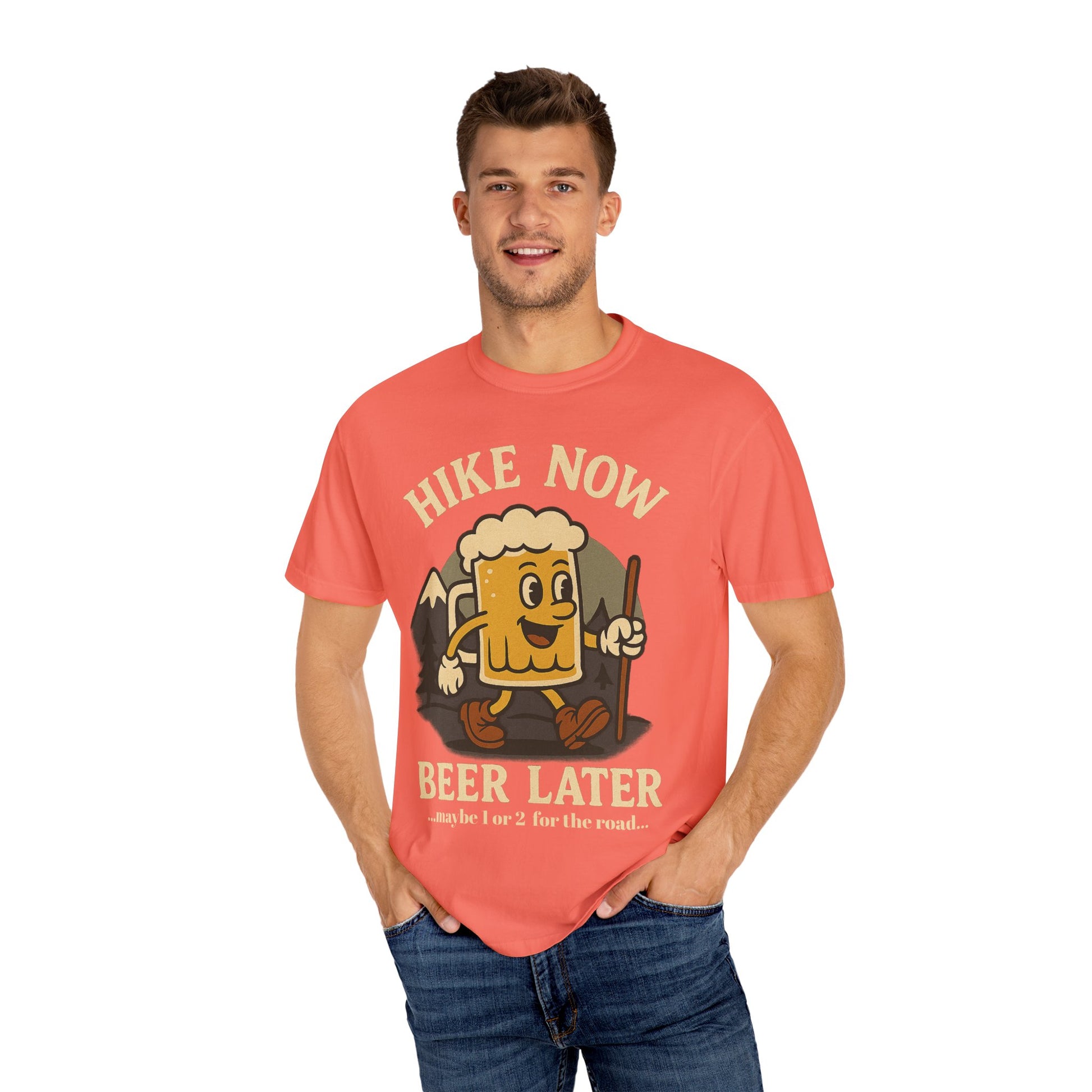 Hike Now, Beer Later…Maybe 1 or 2 for the Road – Funny Hiking Beer T-Shirt