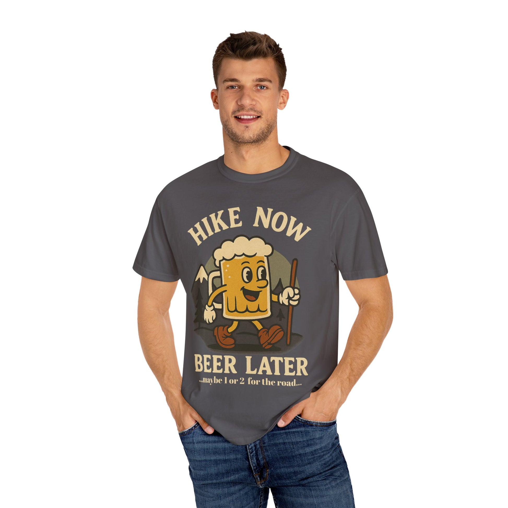 Hike Now, Beer Later…Maybe 1 or 2 for the Road – Funny Hiking Beer T-Shirt