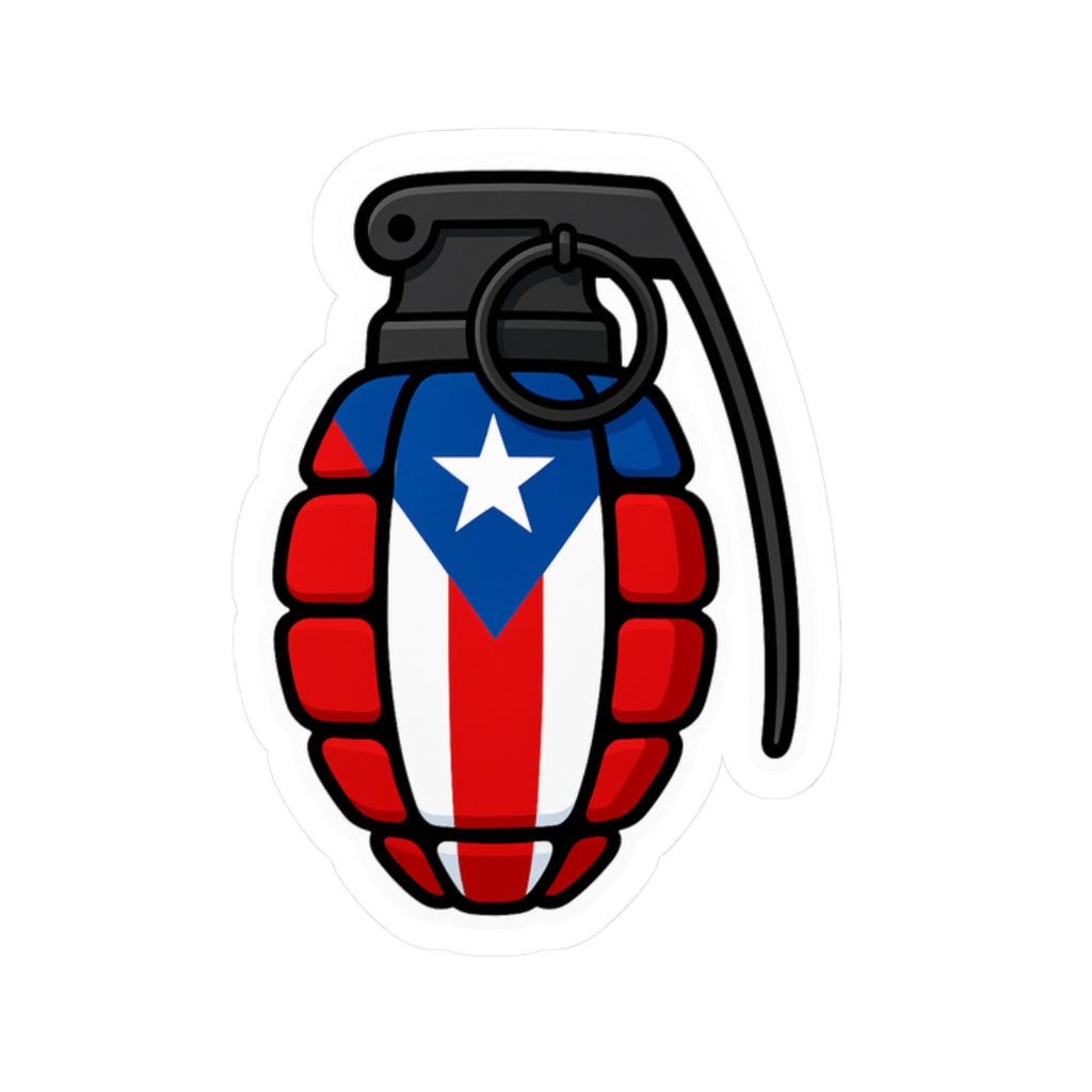 Puerto Rico Flag Grenade, Kiss-Cut Sticker