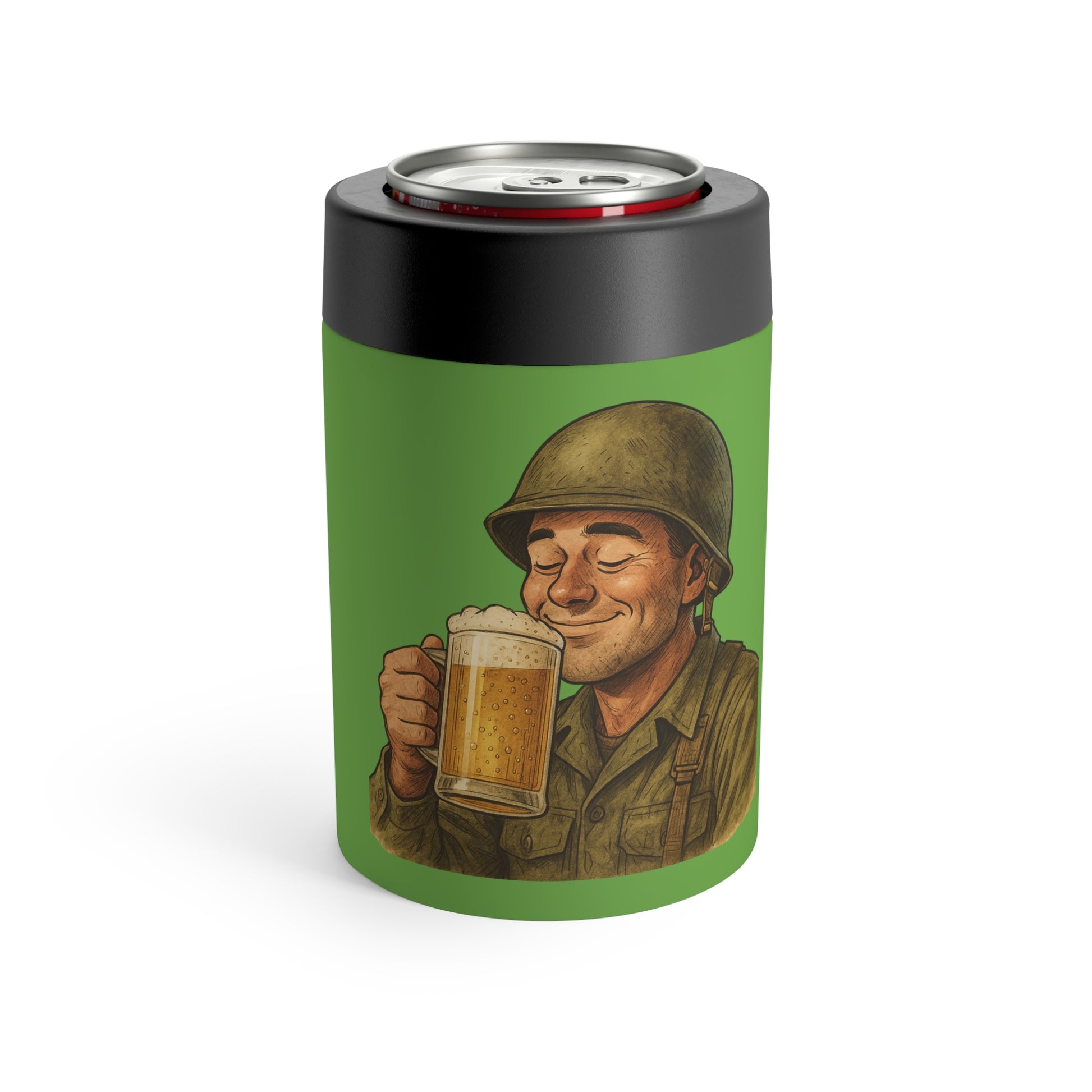 Happy Soldier Beer Holder – Funny Military Drink Cooler (12oz)