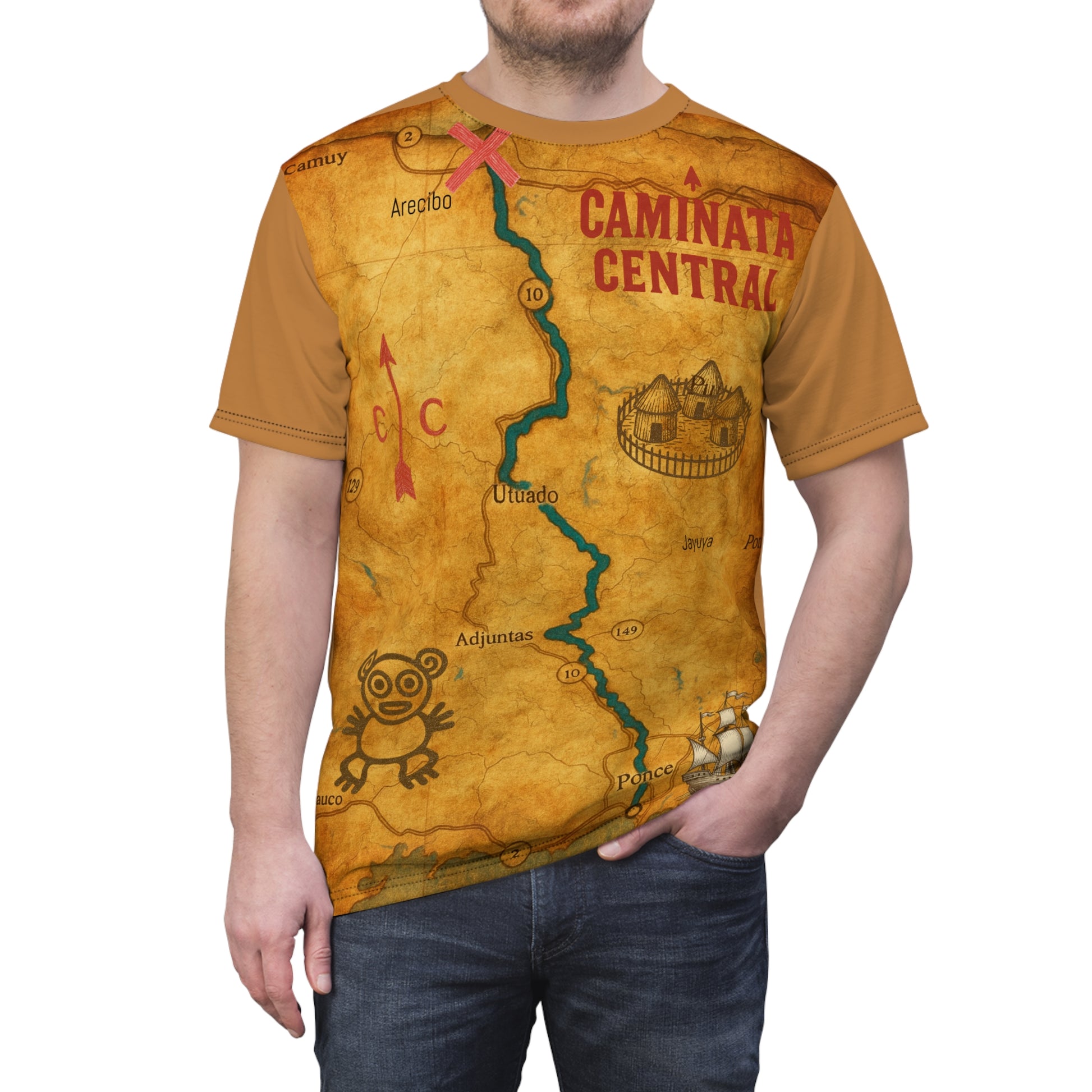 Caminata Central Adventure Map T-Shirt, Vintage Style