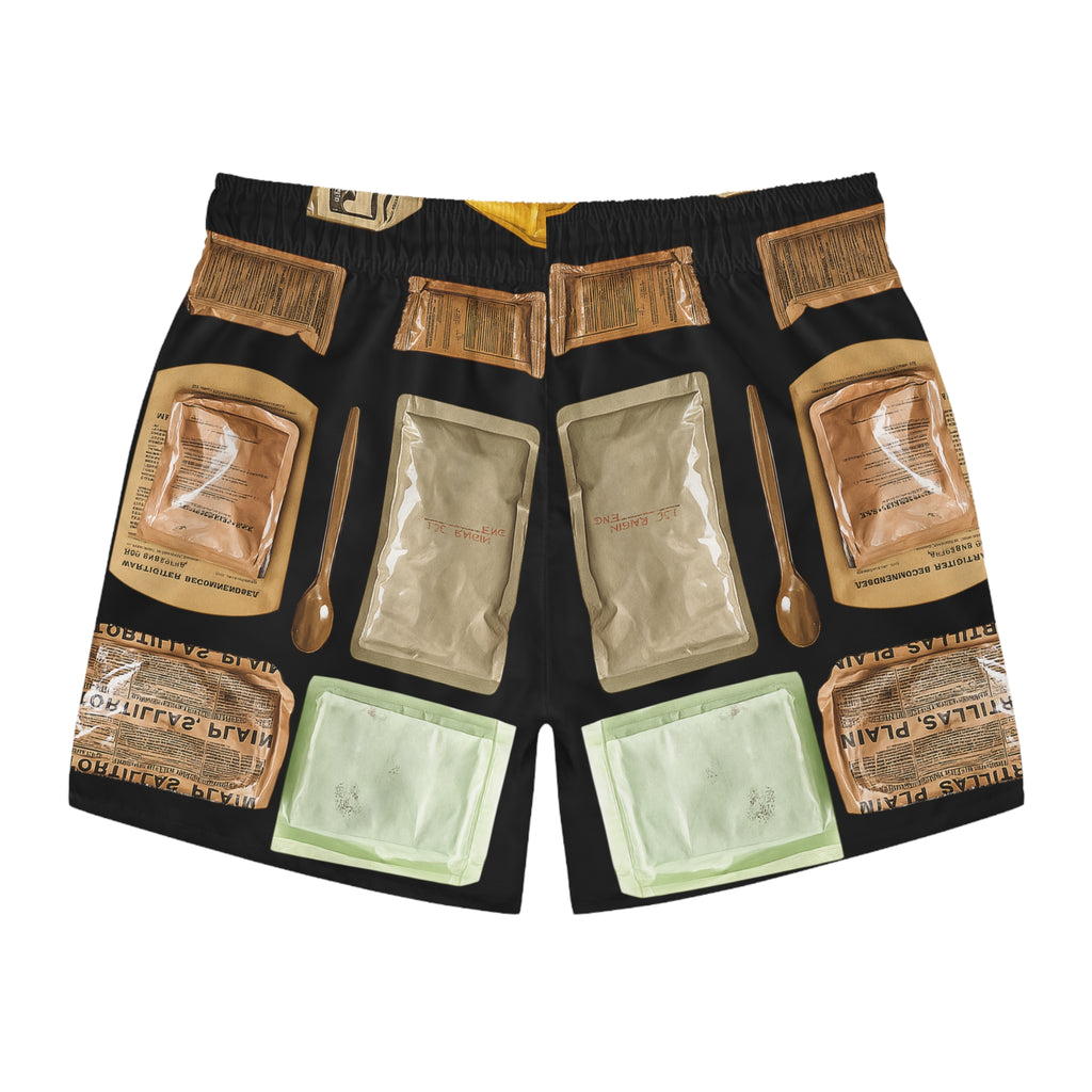 MRE-Themed Swim Shorts – Military Meal Ready To Eat Edition