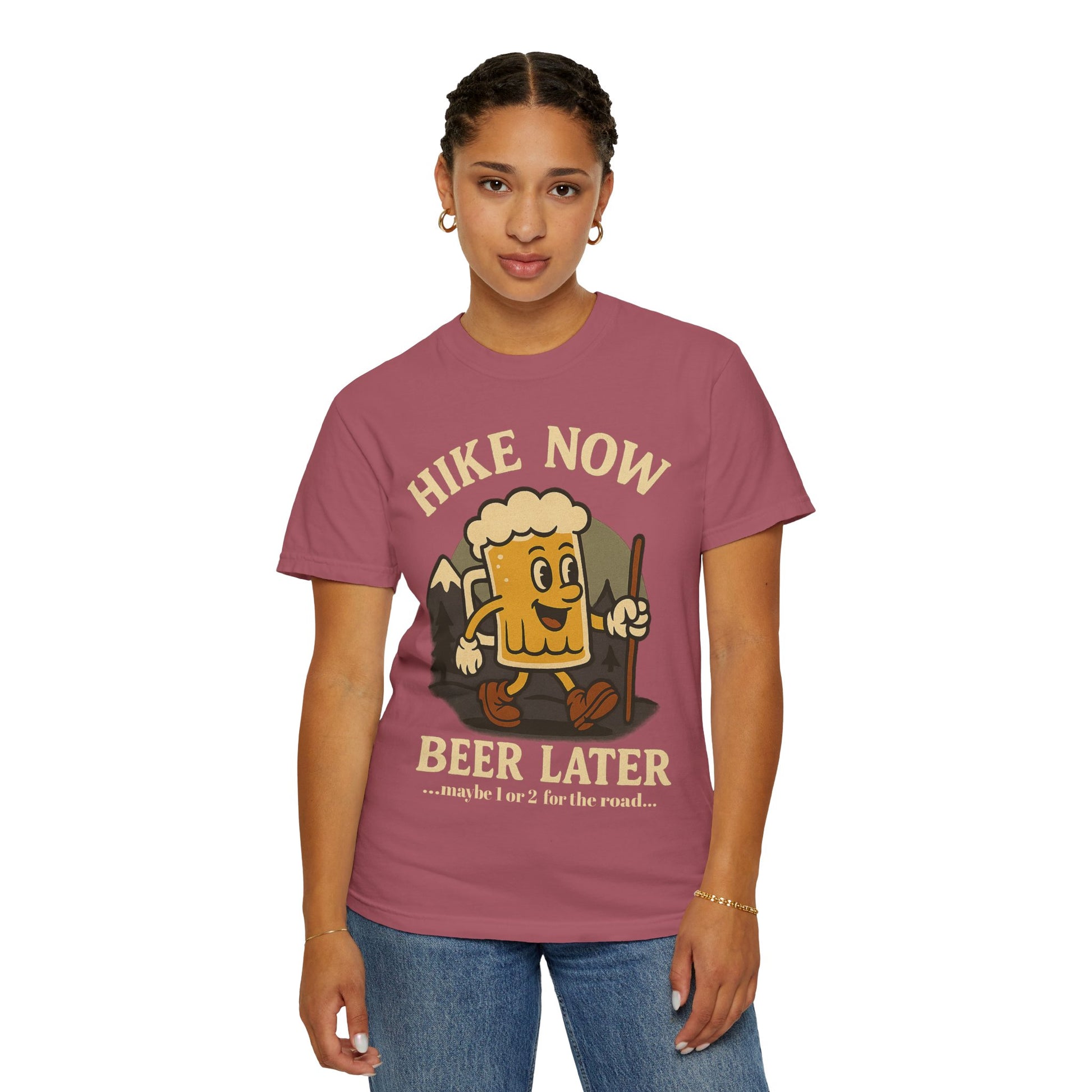 Hike Now, Beer Later…Maybe 1 or 2 for the Road – Funny Hiking Beer T-Shirt