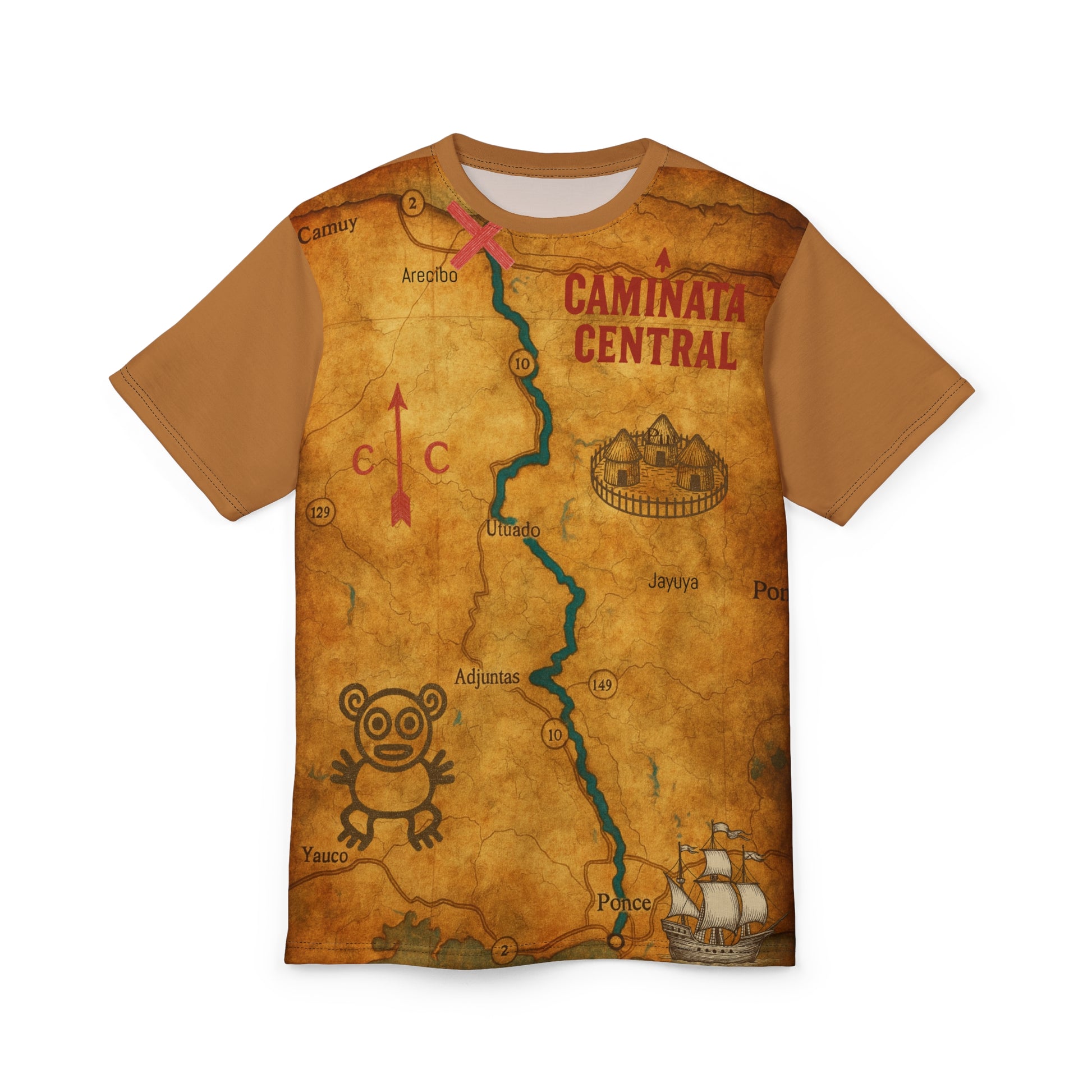 Caminata Central Adventure Map T-Shirt, Vintage Style