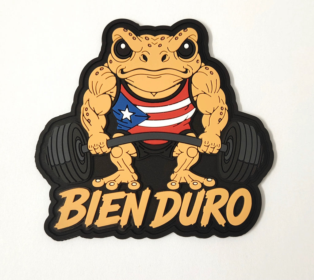 "Bien Duro" Coquí Weightlifter Puerto Rico flag- PVC Patch