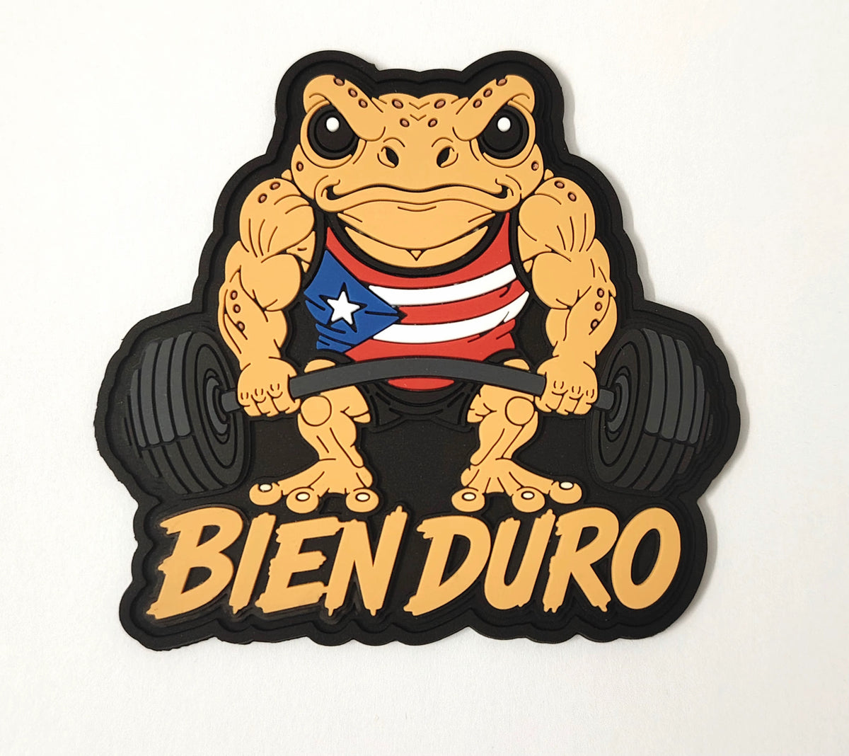 "Bien Duro" Coquí Weightlifter Puerto Rico flag- PVC Patch
