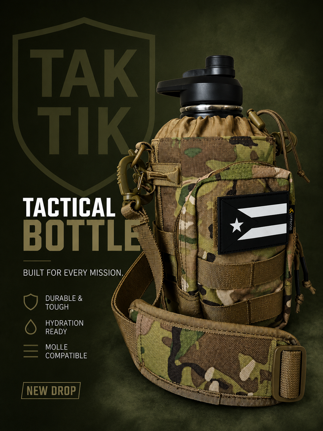 1/2 Gallon - Tactical Water Bottle with cammo bag