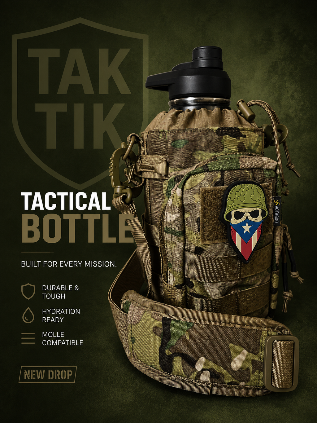 1/2 Gallon - Tactical Water Bottle with cammo bag