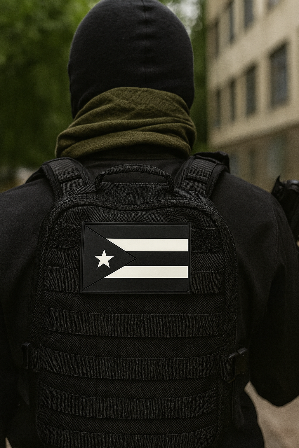 Puerto Rico flag (black & white) - Tactical Morale PVC Patch