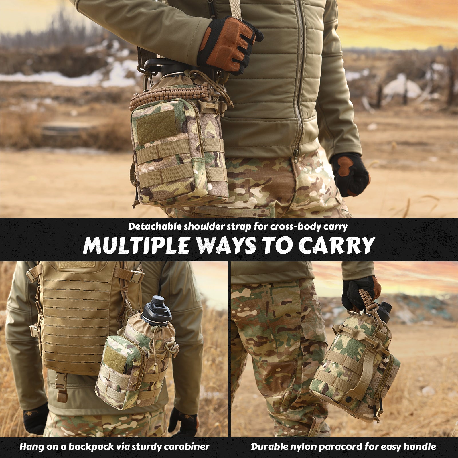 1/2 Gallon - Tactical Water Bottle with bag (black)