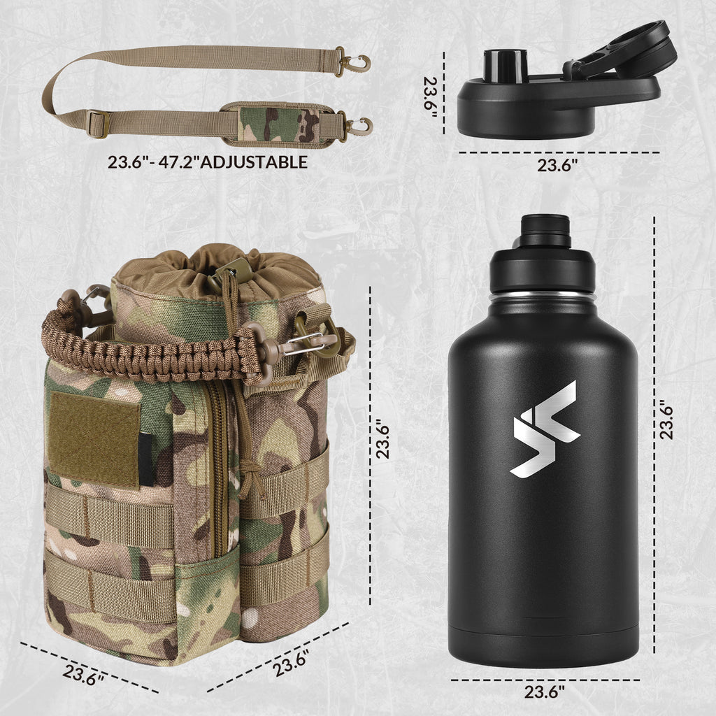 1/2 Gallon - Tactical Water Bottle with cammo bag