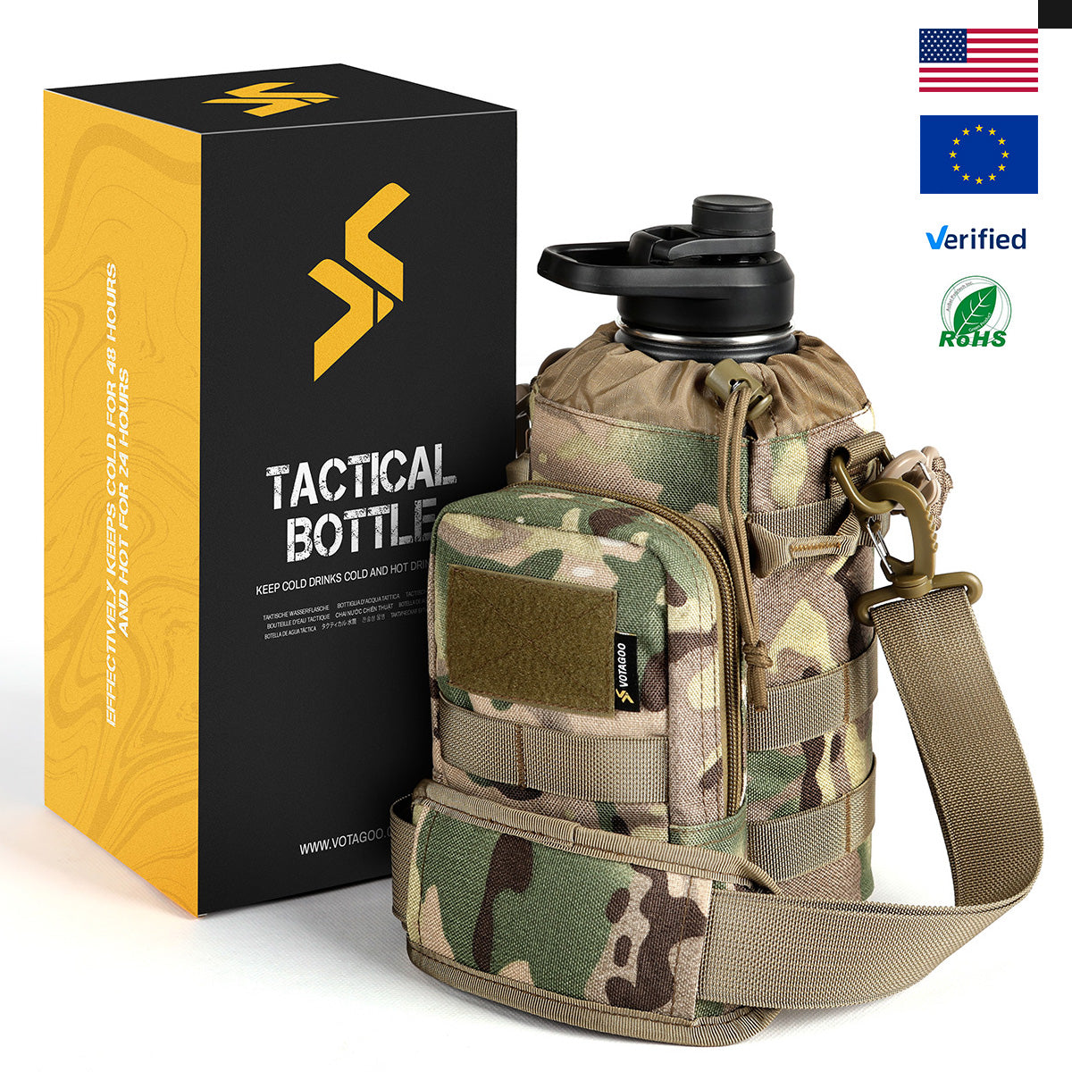 1/2 Gallon - Tactical Water Bottle with cammo bag