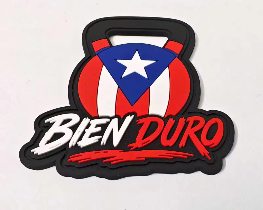 "Bien Duro" crossfit kettlebel Puerto Rico flag- PVC Patch