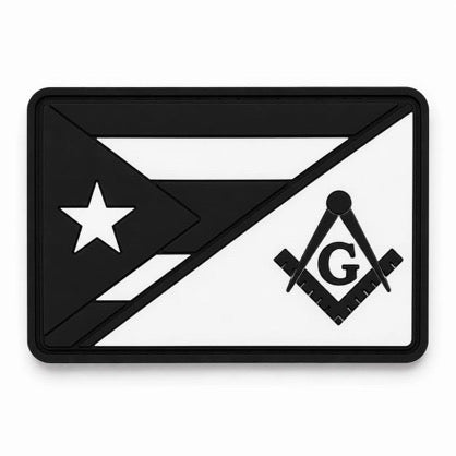 Masonic Puerto Rico flag- Tactical Morale PVC Patch (black and white)