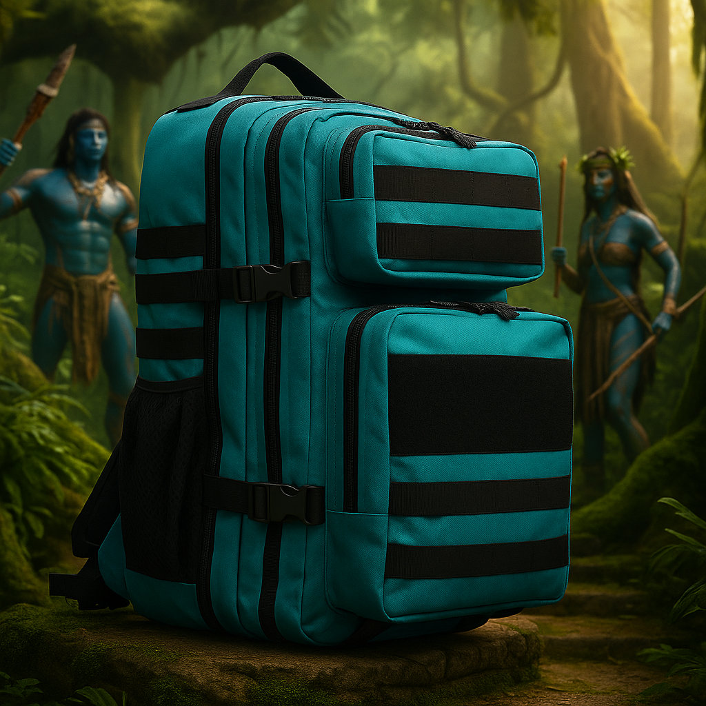 Tactical Backpack - Native Warlord edition, peacock blue color, Custom 900D 45L Oxford Multi-Compartment Laptop Backpack Zipper Training Gym Bagpack 3P Molle