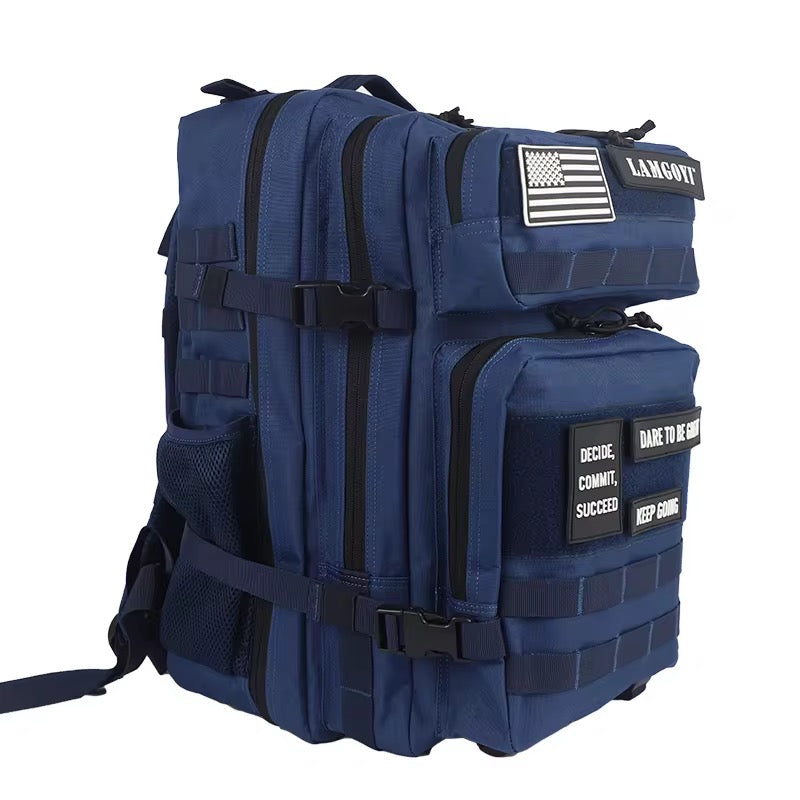 Tactical Backpack - Naval Battle edition, Navy Blue color, Custom 900D 45L Oxford Multi-Compartment Laptop Backpack Zipper Training Gym Backpack 3P Molle