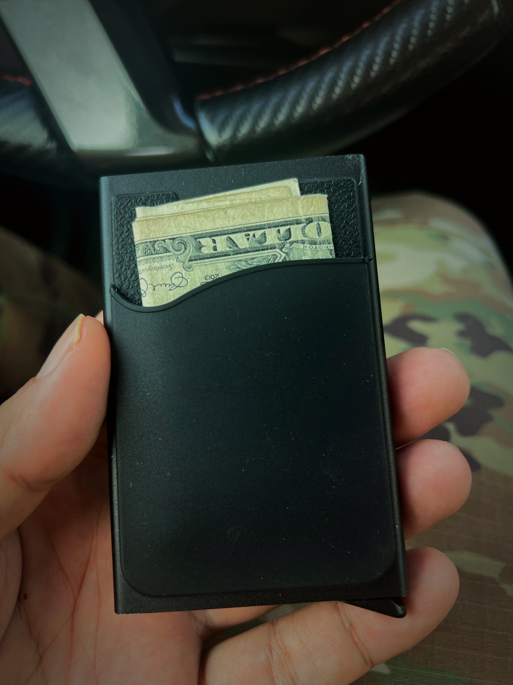 Pop-Up Card Case Wallet – Vintage Military Police Helmet Engraved | RFID Aluminum Slim Holder